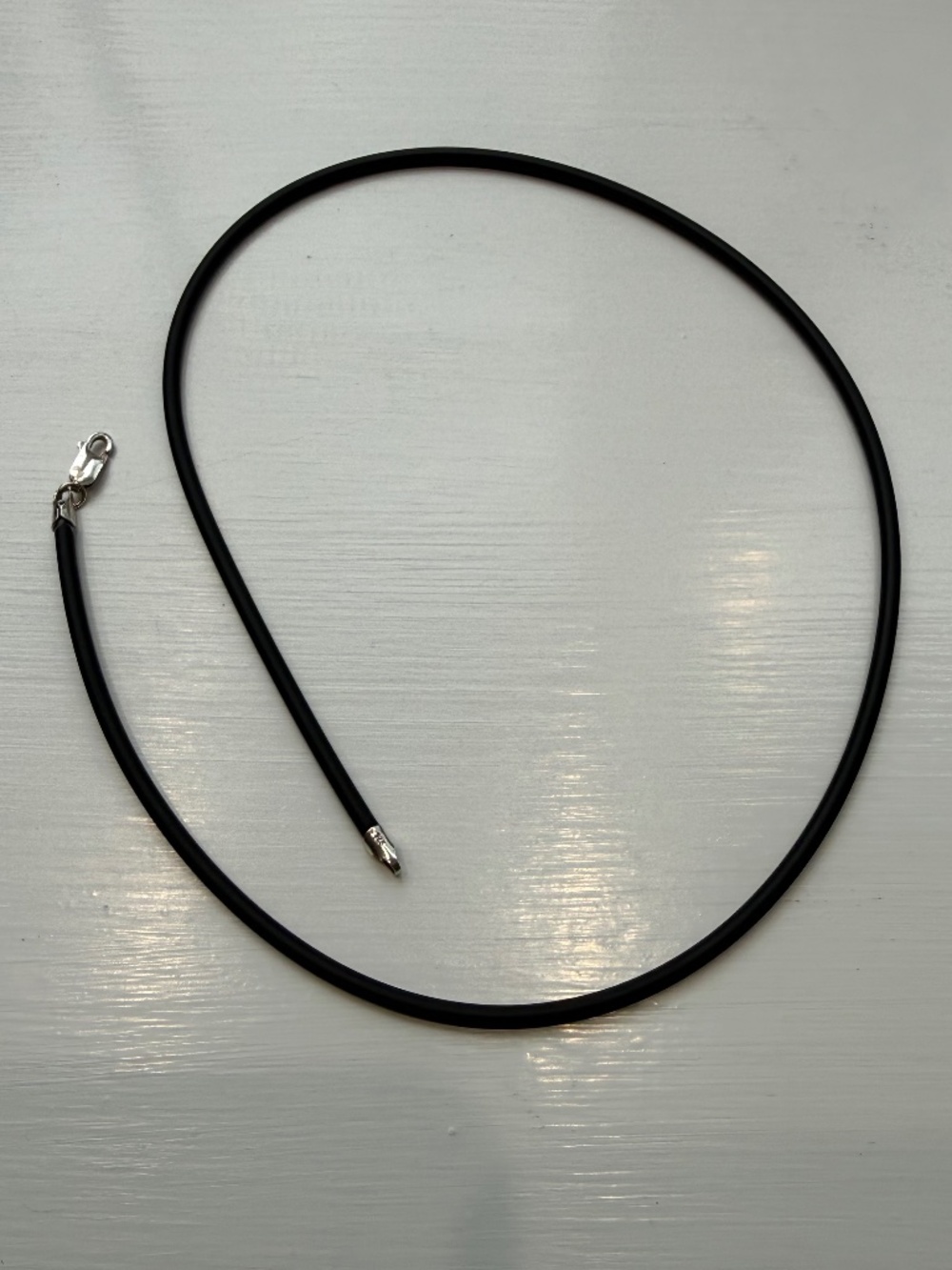 necklace - sterling silver and black tubing, 20" length